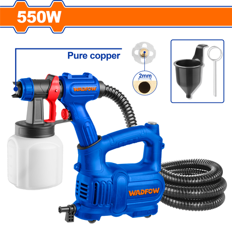 Pistol de vopsit WADFOW, 550W, vas 800 ml, debit 430 ml/min, duza cupru