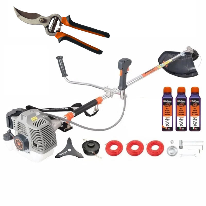 Motocoasa profesionala WOLFSON TRX-620, 2 CP, 8 accesorii, ham