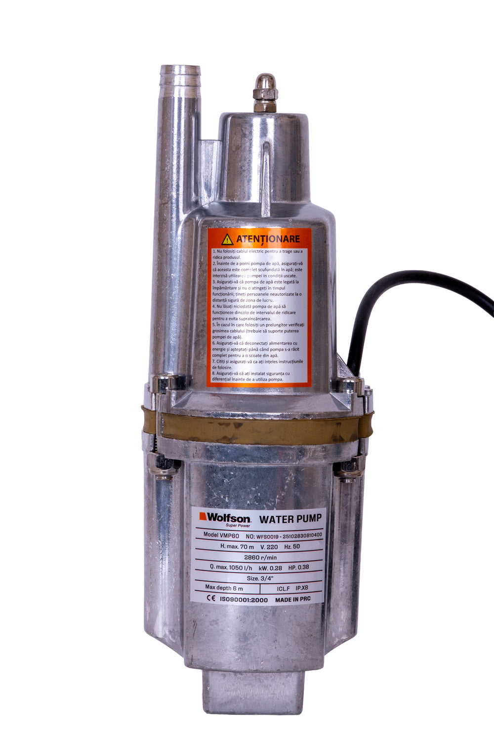 Pompa submersibila de apa curata cu vibratii Wolfson VMP-60, 280W, 1080L/H RESIGILAT