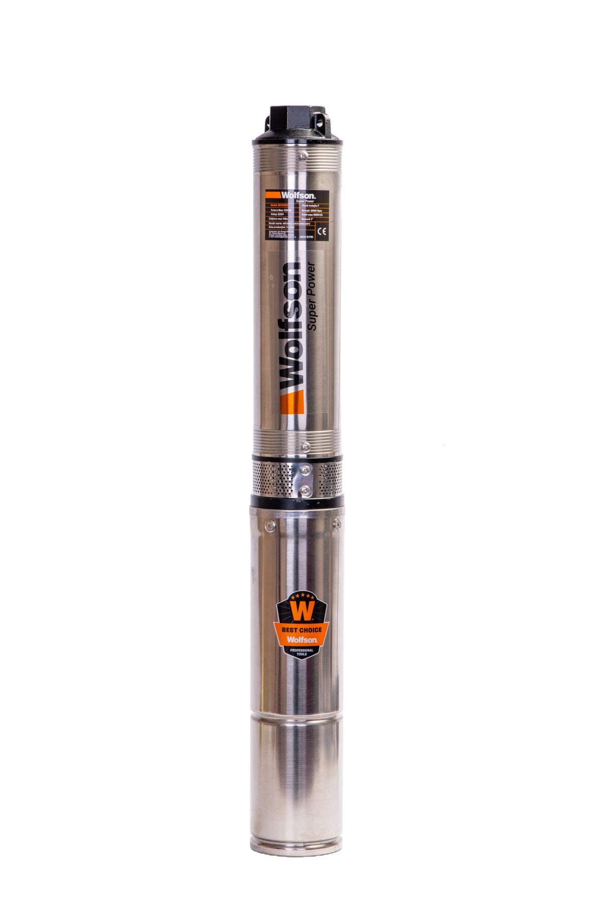 Pompa submersibila apa curata 1100W, WOLFSON® PM-1500-8, 8 turbine, cablu 25m, 6600L/h, inaltime max pompare 58m, diametru 100mm, motor capsulat