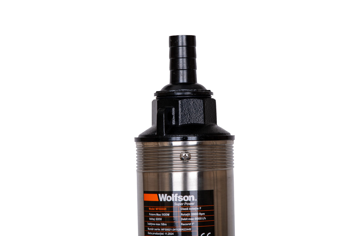 Pompa submersibila apa curata 1100W, WOLFSON® PM-1500-8, 8 turbine, cablu 25m, 6600L/h, inaltime max pompare 58m, diametru 100mm, motor capsulat