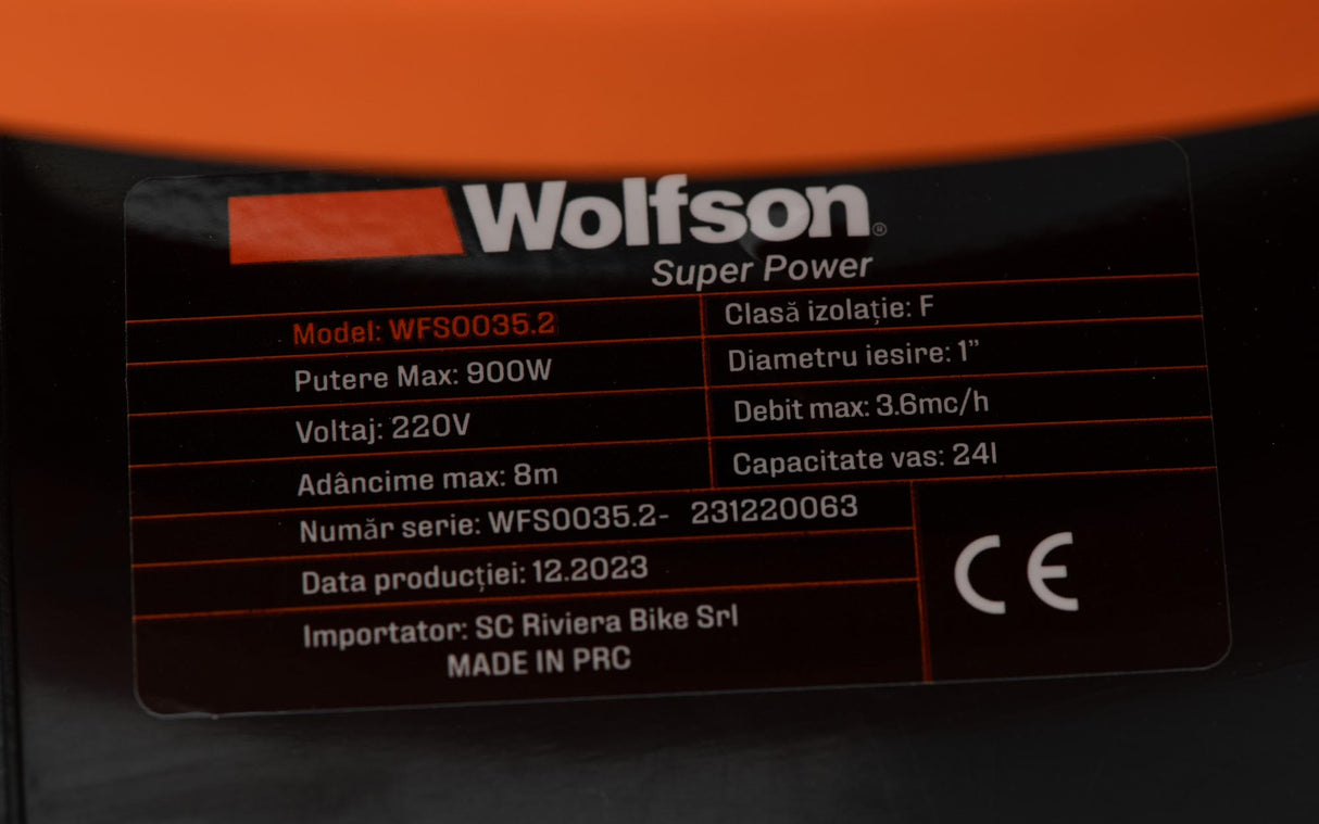 Hidrofor Wolfson cap INOX cu filtru, 900W, 24L