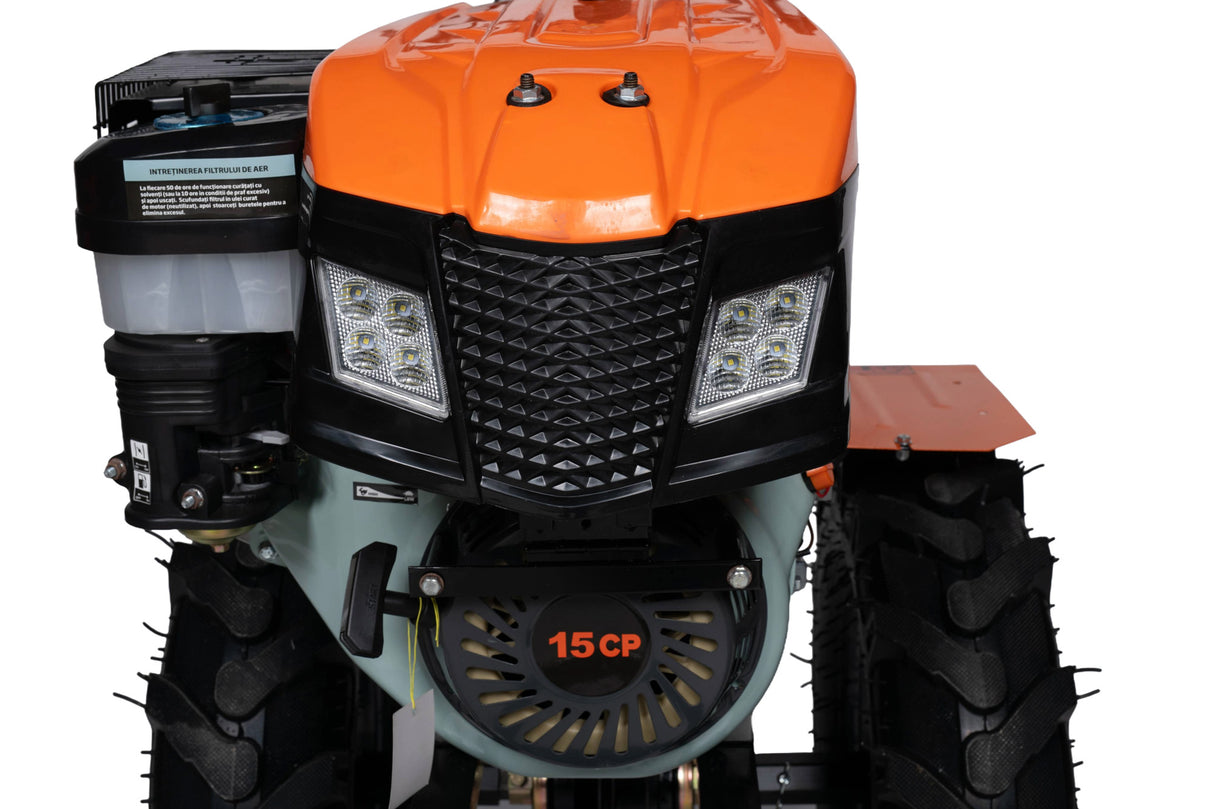 Motocultor pe benzina Wolfson Imperio 15 CP cu far si roti de transport 650x12, latime de lucru 70–140 cm