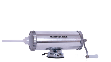 Masina manuala de umplut carnati Wolfson Home K2005A, 3 kg, corp aluminiu, cu ventuza, 5 palnii, montaj orizontal
