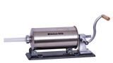 Masina manuala de umplut carnati Wolfson Home K2010PA 6 kg, corp inox si aluminiu, 5 palnii, actionare cu cremaliera, montaj orizontal