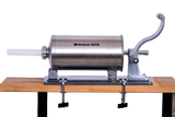 Masina manuala de umplut carnati Wolfson Home K2010PA 6 kg, corp inox si aluminiu, 5 palnii, actionare cu cremaliera, montaj orizontal