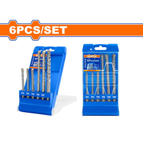 Set 6 burghie rotopercutor pentru beton Wadfow, prindere SDS Plus