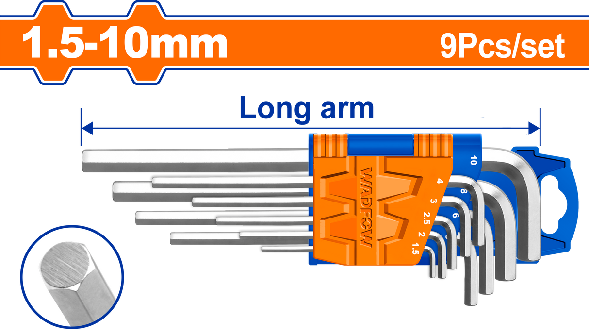 Set 9 chei imbus hexagonale Wadfow, Cr-V, 1.5-10mm
