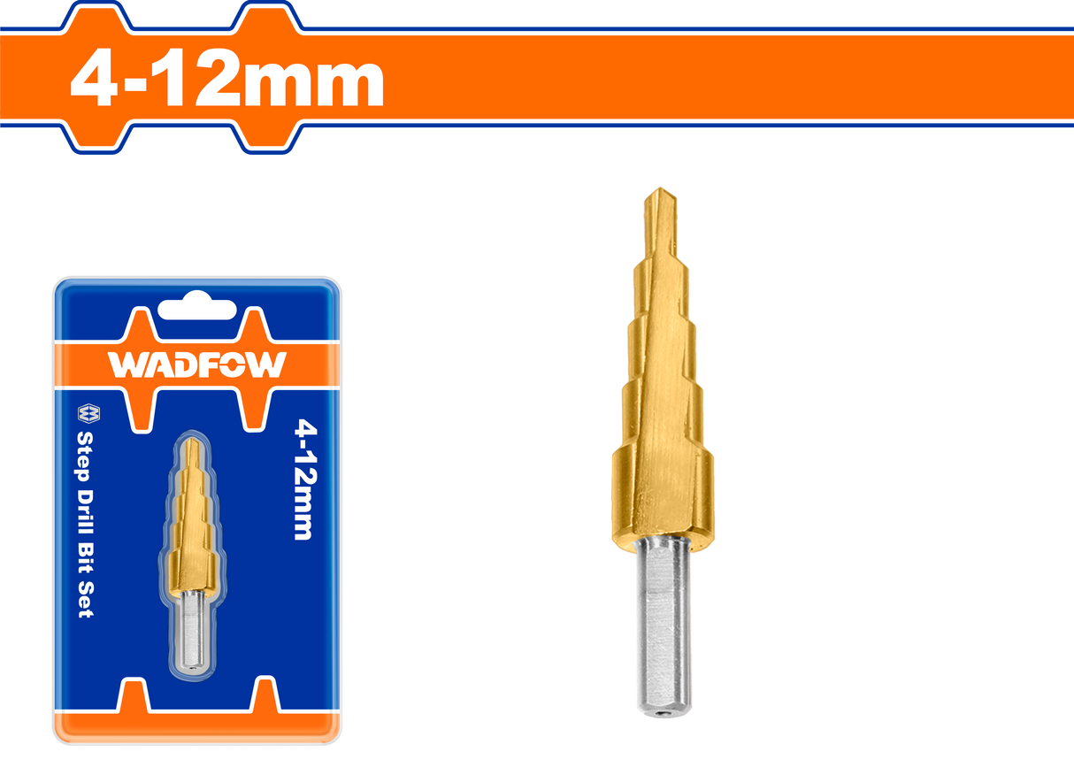 Burghiu conic in trepte Wadfow, 4-12mm, pas 2mm, prindere cilindrica 1/4"