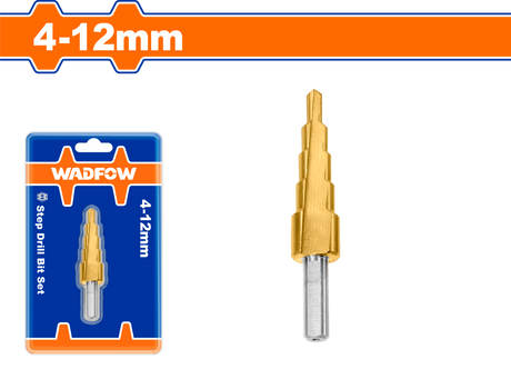 Burghiu conic in trepte Wadfow, 4-12mm, pas 2mm, prindere cilindrica 1/4"
