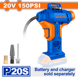 Compresor aer Wadfow, 3 adaptoare, 20V, Li-Ion, 150psi/10.5 bar, Nu include acumulator si incarcator