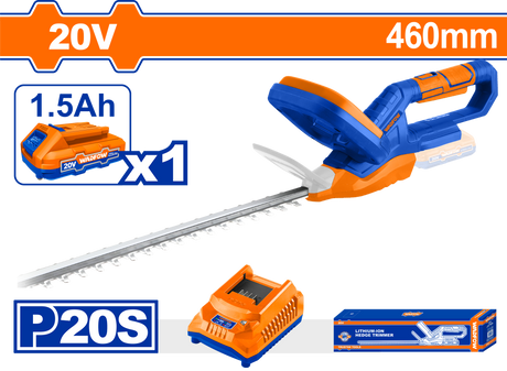Trimmer pe acumulator pentru tuns gard viu Wadfow, 20V, LI-Ion, 1.5Ah, 2400Rpm, lungime taiere 460mm