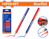 Set 12 creioane pentru tamplarie Wadfow, dimensiune 10x7.5x176mm, rosu/albastru