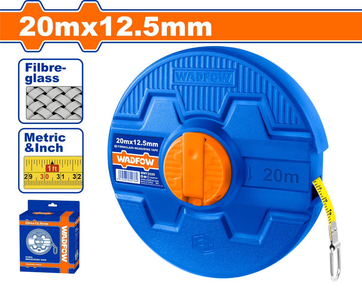 Ruleta Wadfow, fibra de sticla, lungime 20m, latime 12.5mm