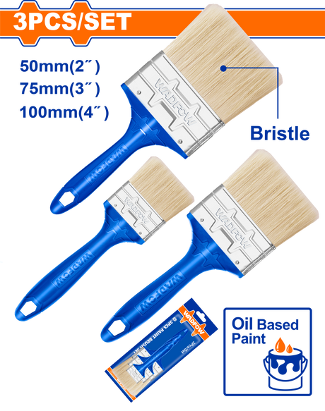 Set pensule pentru vopsit Wadfow, pentru vopsele pe baza de ulei, 3 buc
