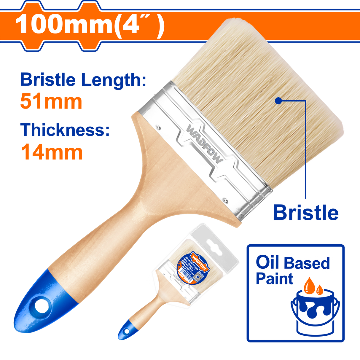 Pensula pentru vopsea pe baza de ulei Wadfow, latime 100mm
