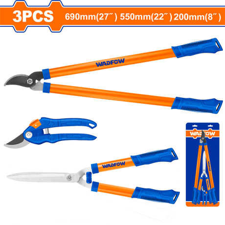 Set 3 foarfeci gradinarit pentru crengi/gard viu Wadfow, 8”, 22”, 27”
