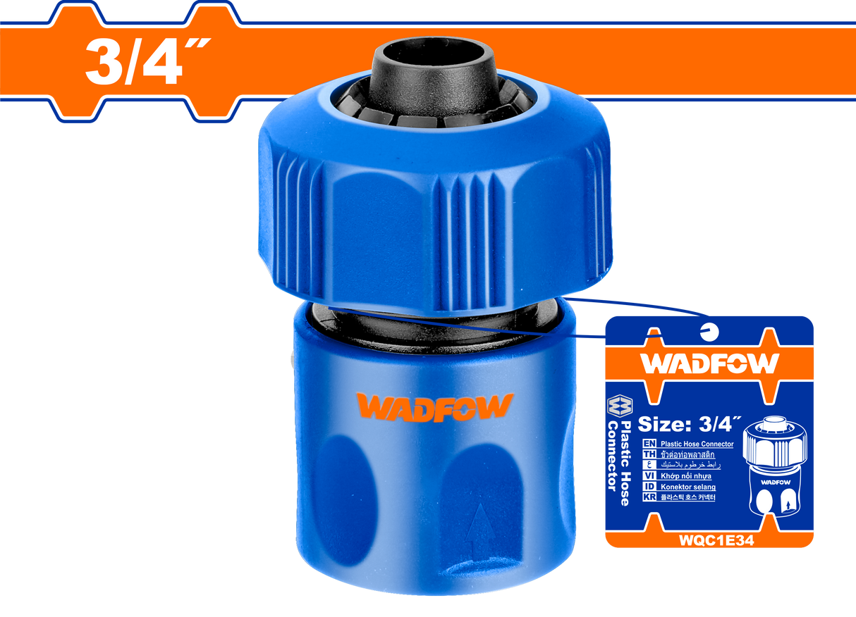 Conector rapid pentru furtun Wadfow, 3/4", ABS, functie de oprire a apei