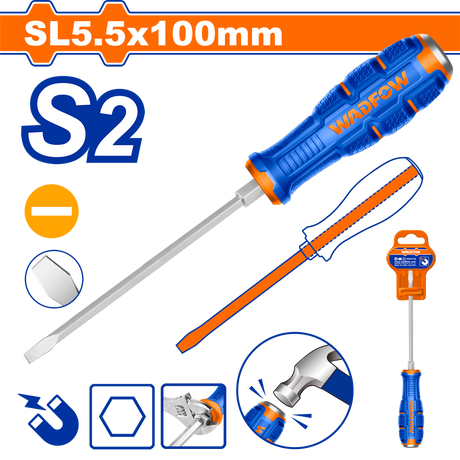 Surubelnita mecanica Wadfow, otel, tip varf magnetic drept SL5.5, lungime 100mm