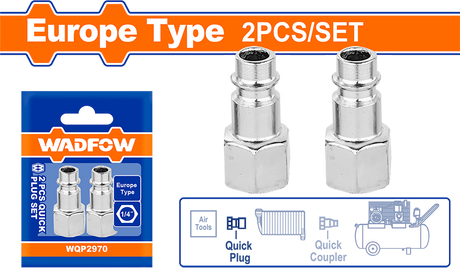 Set conector aer tata WADFOW, filet interior 1/4" (2 bucati)