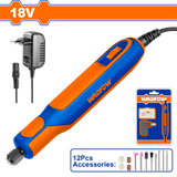 Minipolizor WADFOW 18V, 7W, 22000 rpm, mandrina 3.2 mm, 12 accesorii, control variabil al vitezei