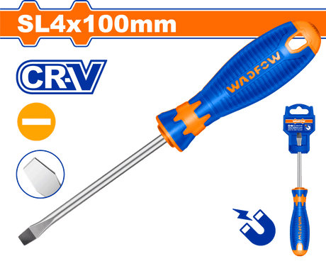 Surubelnita Wadfow, Cr-V, tip varf drept SL4 magnetic, 100mm