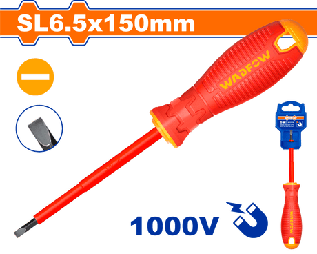 Surubelnita izolata Wadfow, otel Cr-v, 1000V, varf drept SL6.5, dimensiune tija 150mm