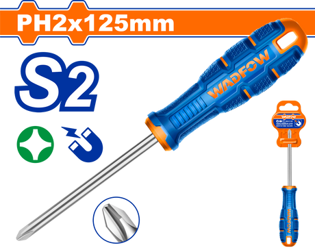 Surubelnita cruce Wadfow, otel, tip varf magnetic Philips PH2, lungime 125mm