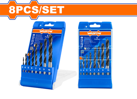Set 8 burghie pentru lemn Wadfow, spirala, dimensiuni 3-10mm