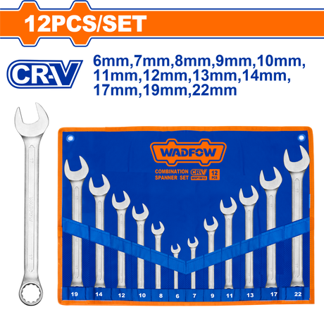 Set 12 chei combinate Wadfow, 6-22mm, otel Cr-v