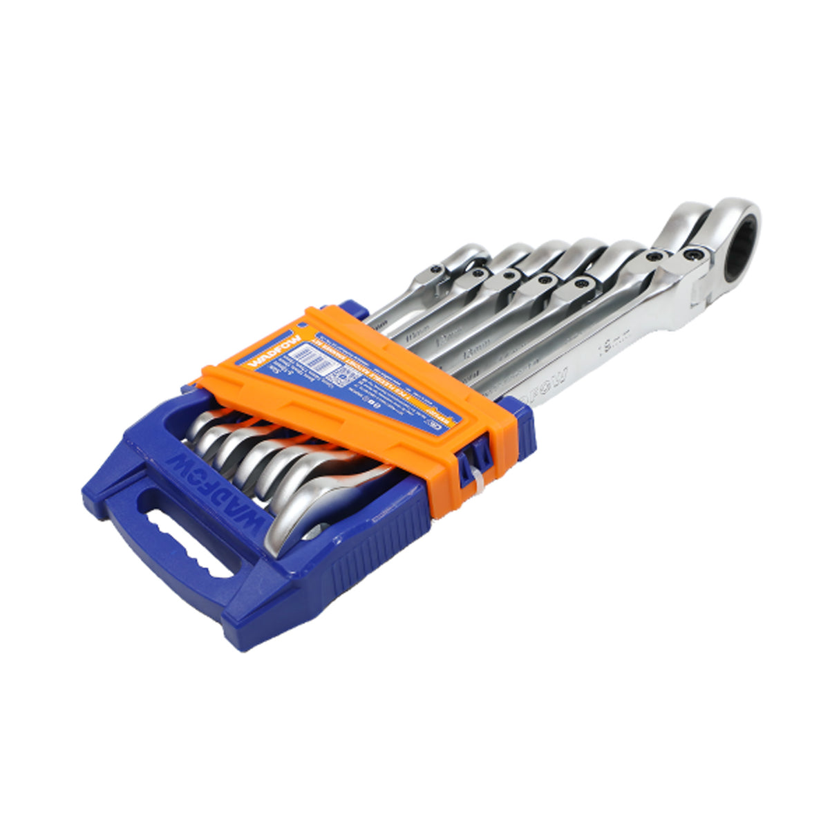 Set 7 chei combinate cap flexibil cu clichet Wadfow, 8-19mm, Cr-V, Cr-Mo