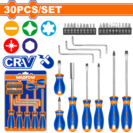 Set surubelnite Wadfow, Cr-V, 30 buc