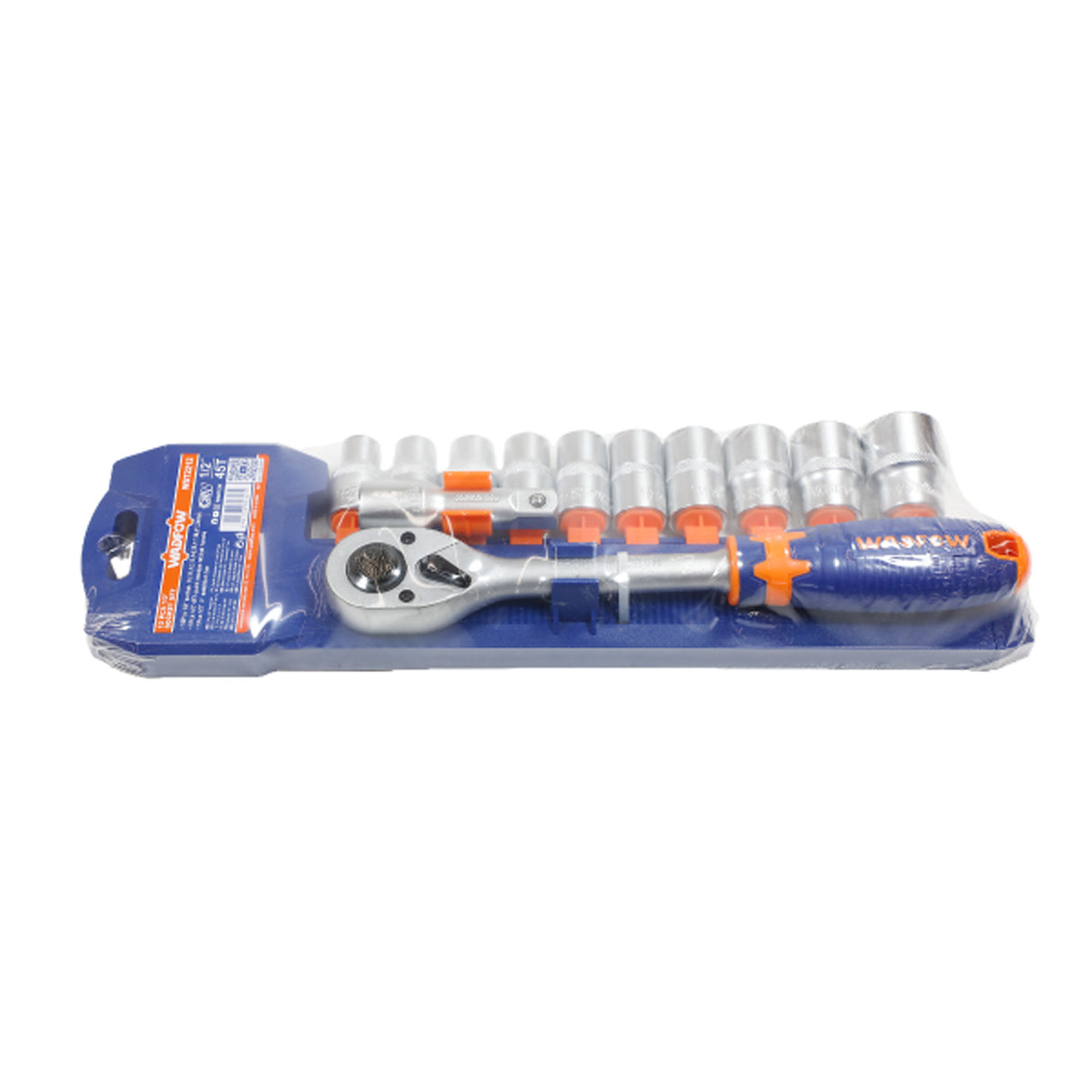 Trusa chei tubulare Wadfow, antrenor cu clichet, prelungitor, 1/2”, otel Cr-V, 12 piese