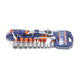 Trusa chei tubulare Wadfow, antrenor cu clichet, prelungitor, 1/4”, otel Cr-V, 12 piese