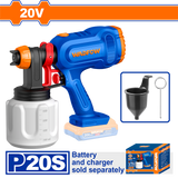Pistol de vopsit WADFOW 20V – debit 650ml/min, rezervor 800ml, accesorii incluse (fara acumulator si incarcator)