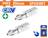 Set 2 biti Wadfow, prindere Hex, CR-V, lungime 25mm, tip varf PH3