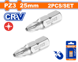 Set 2 biti Wadfow, prindere Hex, CR-V, lungime 25mm, tip varf PZ3