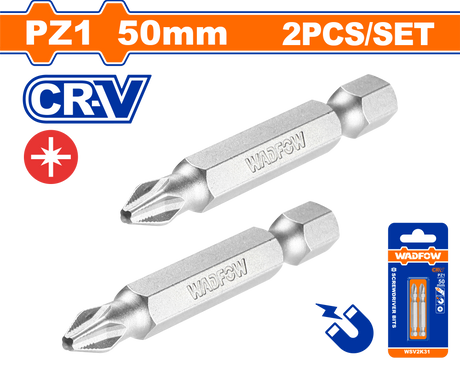 Set 2 biti Wadfow, prindere Hex, CR-V, lungime 50mm, tip varf PZ1