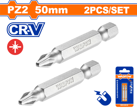 Set 2 biti Wadfow, prindere Hex, CR-V, lungime 50mm, tip varf PZ2