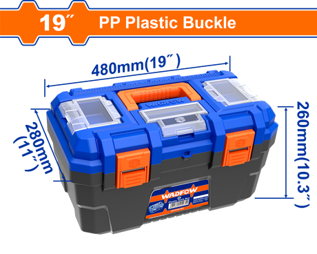 Cutie plastic pentru scule Wadfow, tava detasabila, dimensiune 480x280x260mm, incarcare maxima 18kg