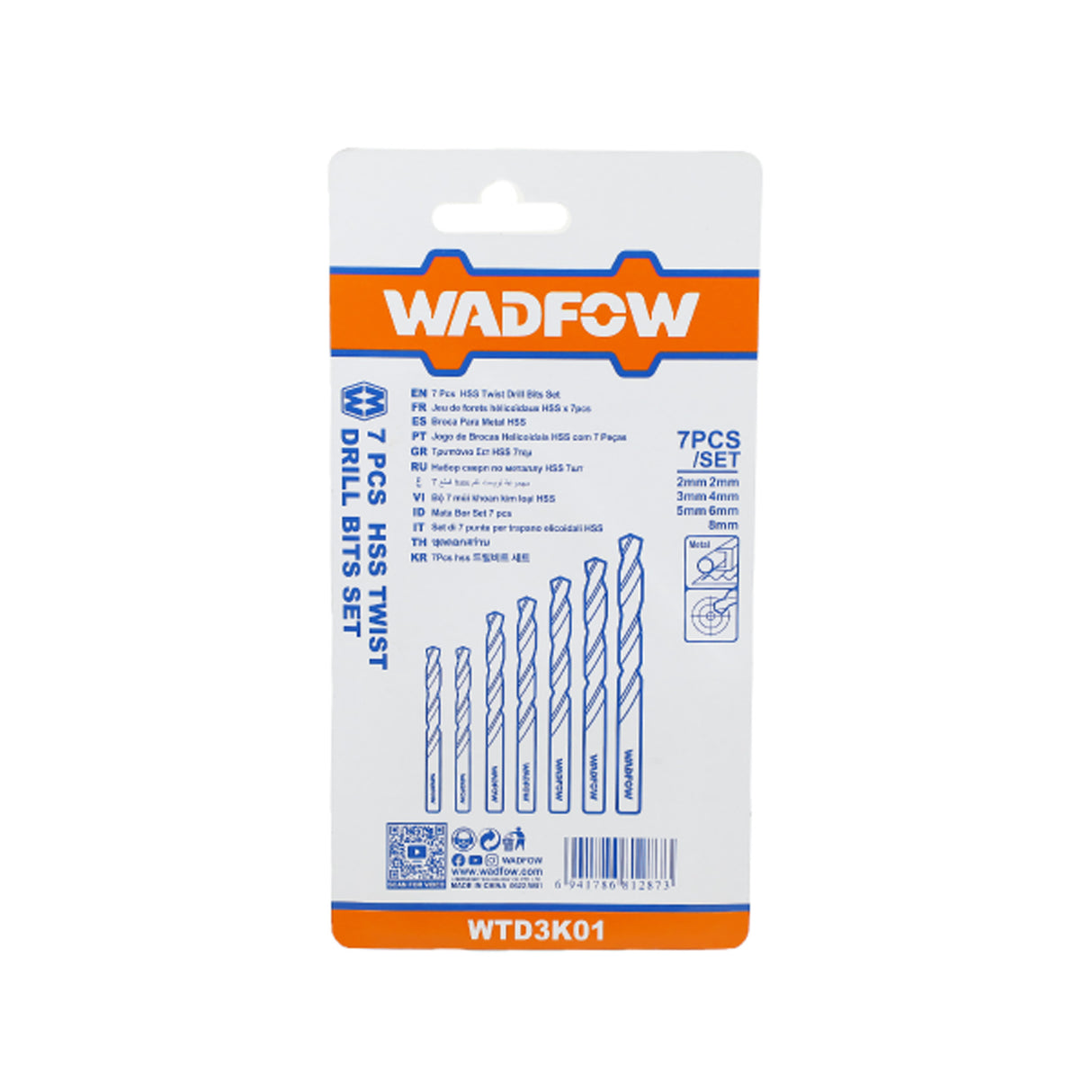 Set burghie pentru metal Wadfow, 2-8mm, 7 buc