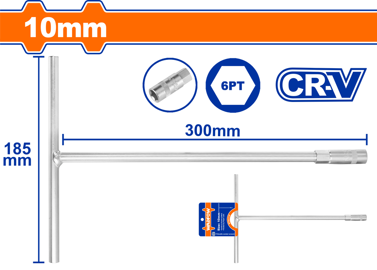Cheie tubulara cu maner in T Wadfow, Cr-V, dimensiune 10mm