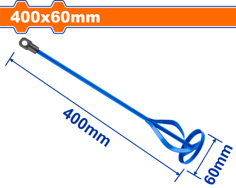 Paleta mixer mortar, vopsea Wadfow, prindere HEX, lungime 400mm, diametru 60mm