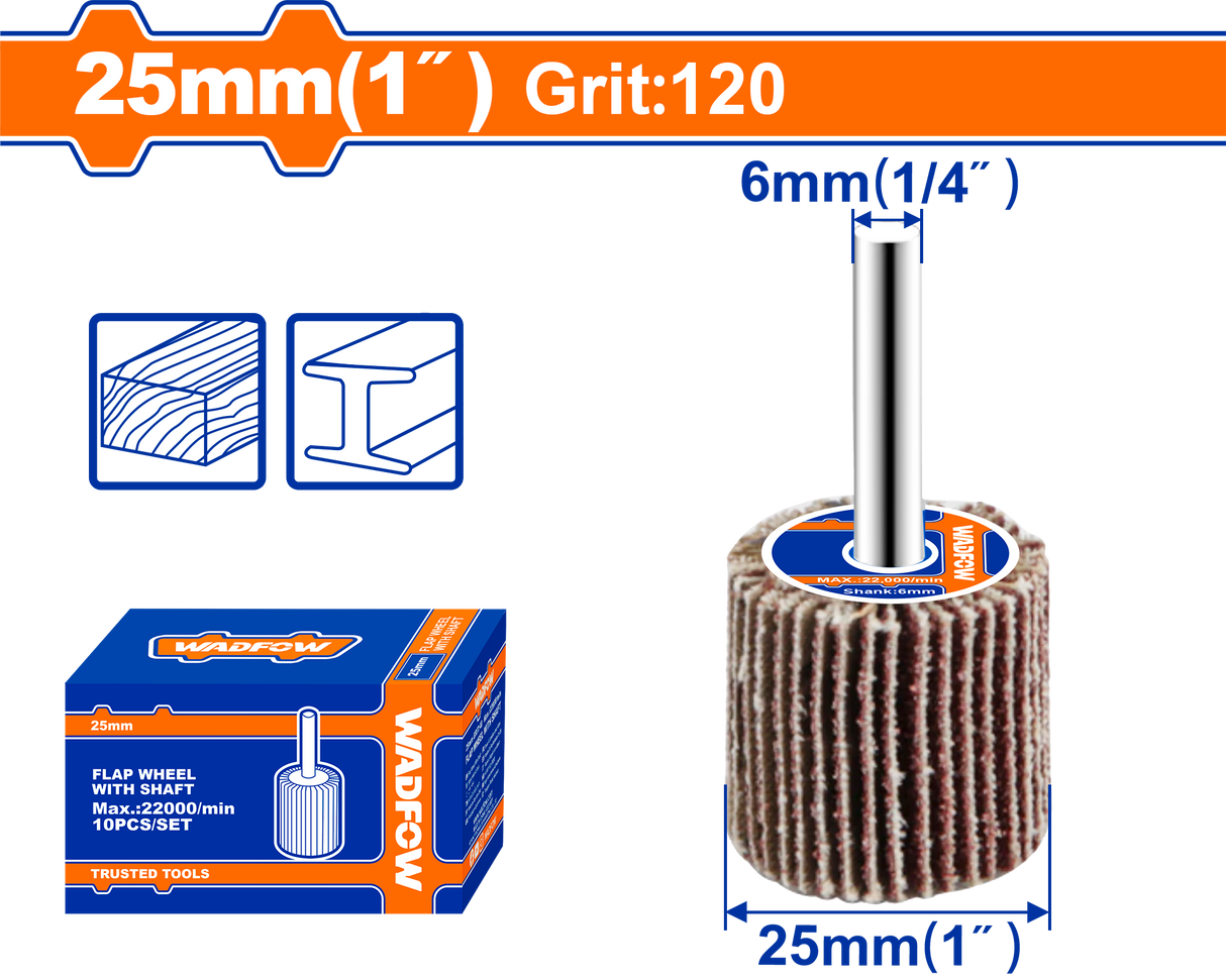 Perie smirghel Wadfow, dimensiuni 25x25x6mm, granulatie P120