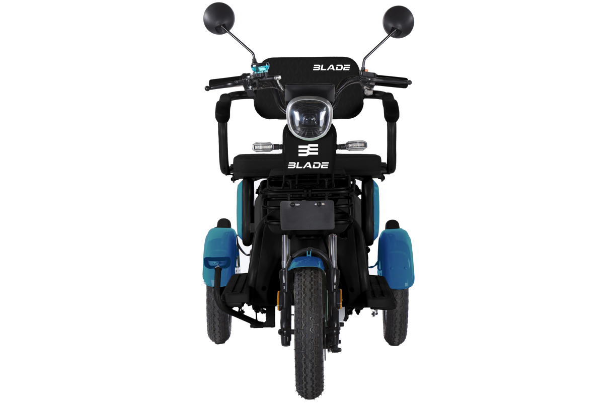 Triciclu electric persoane BLADE VIVA 14, 1200W, 60V 20Ah, 25 km/h, fara permis, autonomie 50 km, albastru-negru