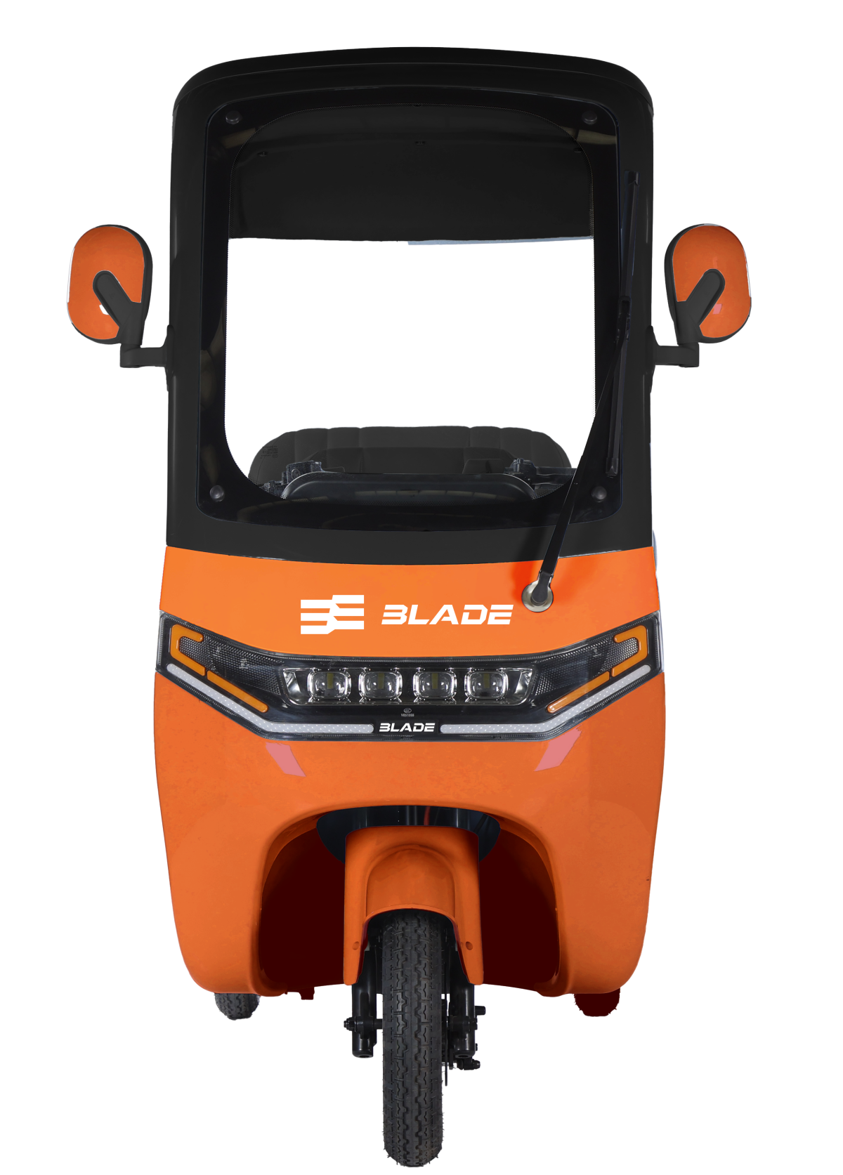 Triciclu electric pentru 2 persoane BLADE CAB X3, 1200W, 25 km/h, autonomie pana la 70 km, baterie 72V 20Ah, cu acoperis, Portocaliu/Negru