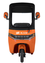 Triciclu electric pentru 2 persoane BLADE CAB X3, 1200W, 25 km/h, autonomie pana la 70 km, baterie 72V 20Ah, cu acoperis, Portocaliu/Negru