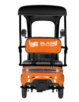 Triciclu electric pentru 2 persoane BLADE CAB X3, 1200W, 25 km/h, autonomie pana la 70 km, baterie 72V 20Ah, cu acoperis, Portocaliu/Negru