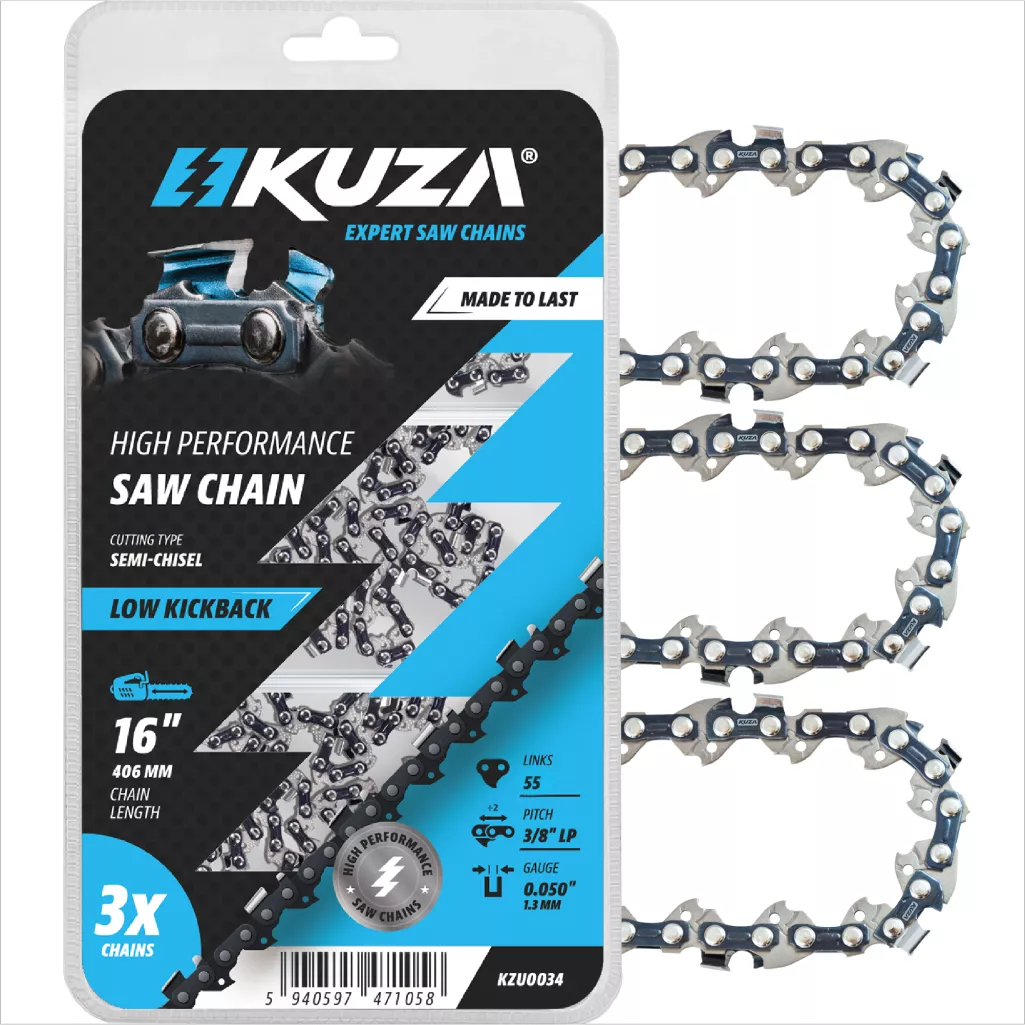Lant pentru drujba KUZA, Lungime 16", pas 3/8" LP, grosime 050"-1.3 mm, 55 Zale, 3 lanturi/pachet