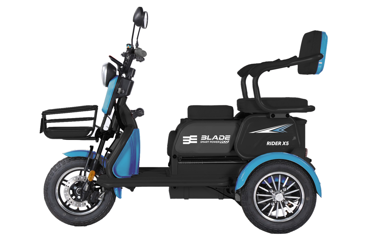 Triciclu electric persoane BLADE VIVA 14, 1200W, 60V 20Ah, 25 km/h, fara permis, autonomie 50 km, albastru-negru